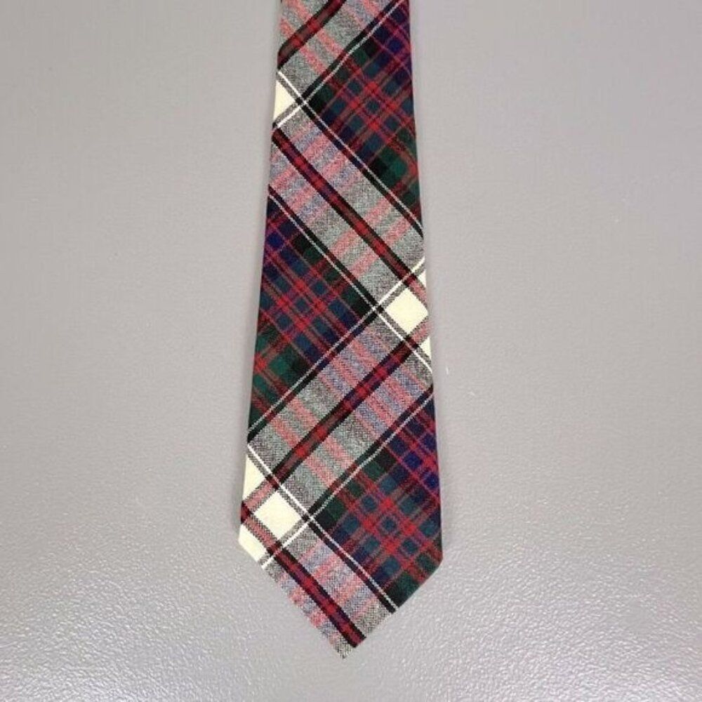 MACDONALD MENS SCOTTISH WOOL TIE RED GREEN CHECK